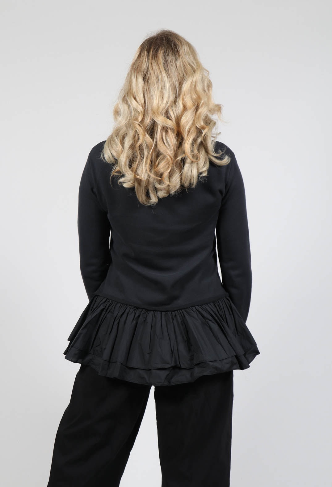 Zip Front Peplum Jacket in Black