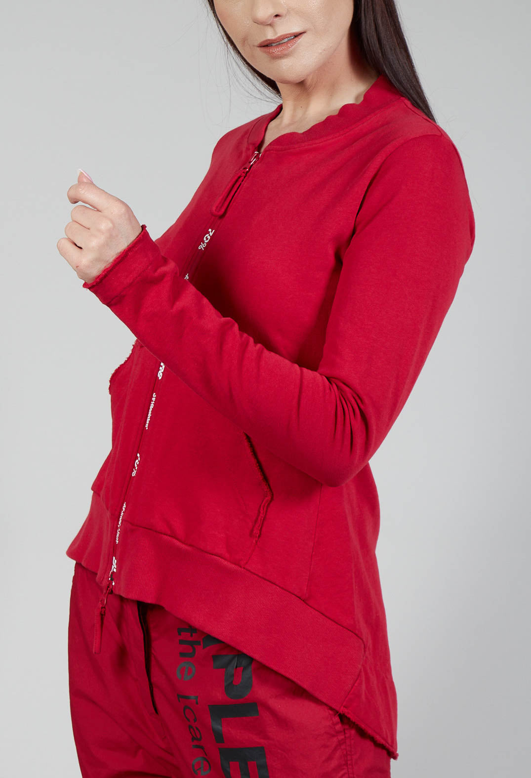 Zip Through Jersey Jacket in Chili